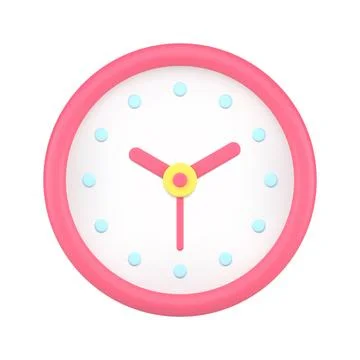 Pink circle clock 3d icon vector illustration Stock Illustration