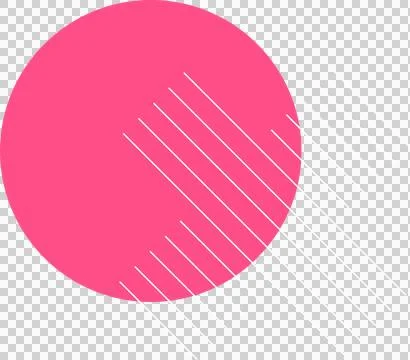 Pink circle is floating in flat design, crossing white diagonals on transparent 스톡 일러스트