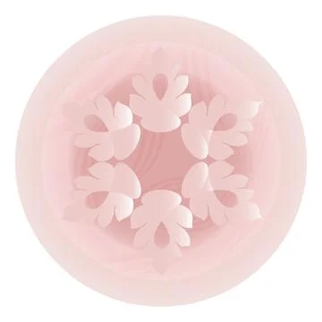A pink circle, inside which there are stylized leaves and an author's pattern Stock Illustration