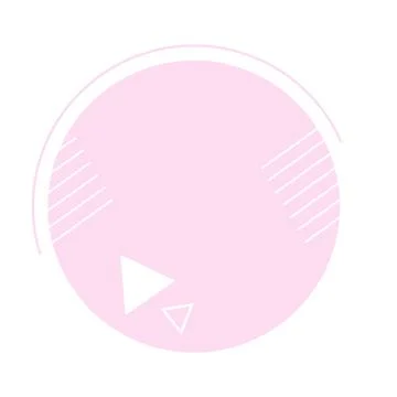 Pink circle with stripes and triangles semi flat color vector element Illustrazione stock