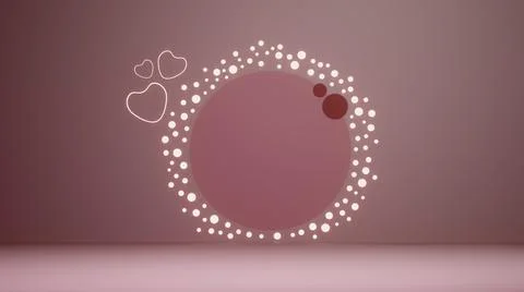 Pink circle with white dots and hearts Illustrazione stock