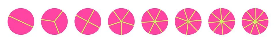 Pink Circular percentage chart with segmented sections, colorful pie graph for Stock Illustration