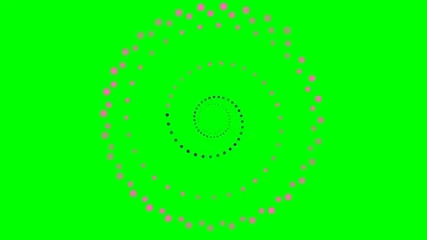 Pink circular spiral pattern composed of dots on a bright green background Stock Footage 340266402