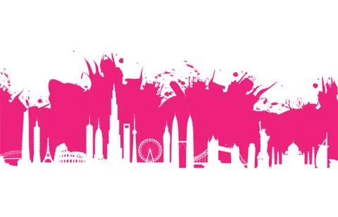 Pink cityscape splash 스톡 일러스트