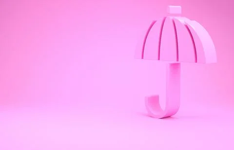 Pink Classic elegant opened umbrella icon isolated on pink background. Rain p Stock Illustration