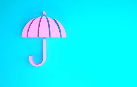 Pink Classic elegant opened umbrella icon isolated on blue background. Rain p Stock Illustration