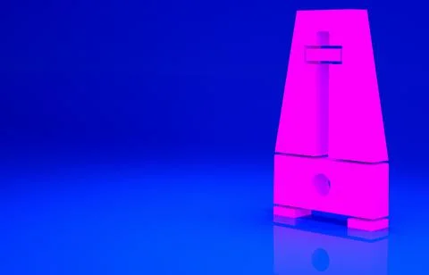 Pink Classic Metronome with pendulum in motion icon isolated on blue backgrou Stock Illustration