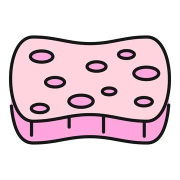 Pink cleaning sponge icon representing household hygiene Stock Illustration