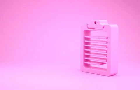 Pink Clipboard with document icon isolated on pink background. Minimalism con Illustrazione stock
