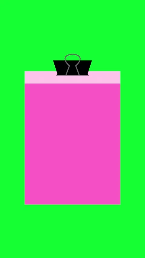 Pink Clipboard Note Green Screen Animation Video stock 346567211