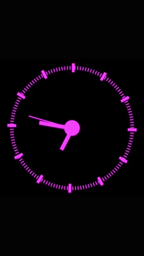 Pink Clock Face with Hour and Minute Hands on Black Background Keywords: cl.. Stock Footage 337460530