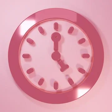 Pink Clock icon isolated on pink background. Time symbol. Minimalism concep.. Stock Illustration