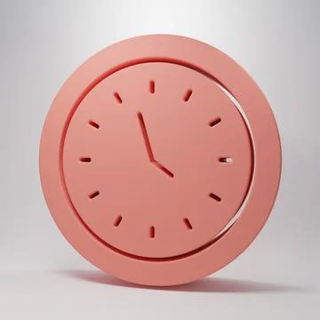 Pink Clock icon isolated on pink background. Time symbol. Minimalism concep.. Illustrazione stock