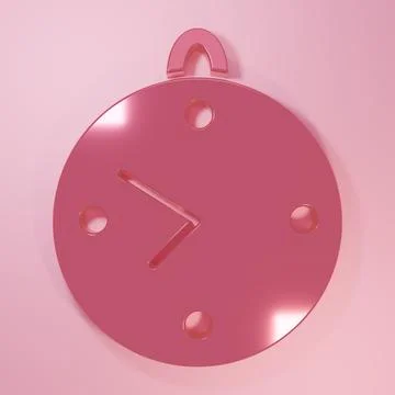 Pink Clock icon isolated on pink background. Time symbol. Minimalism concep.. Stock Illustration