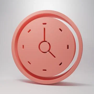 Pink Clock icon isolated on pink background. Time symbol. Minimalism concep.. イラスト素材