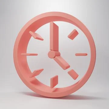 Pink Clock icon isolated on pink background. Time symbol. Minimalism concep.. Stock Illustration