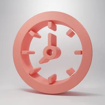 Pink Clock icon isolated on pink background. Time symbol. Minimalism concep.. イラスト素材