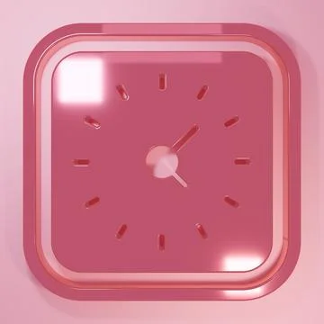 Pink Clock icon isolated on pink background. Time symbol. Minimalism concep.. イラスト素材