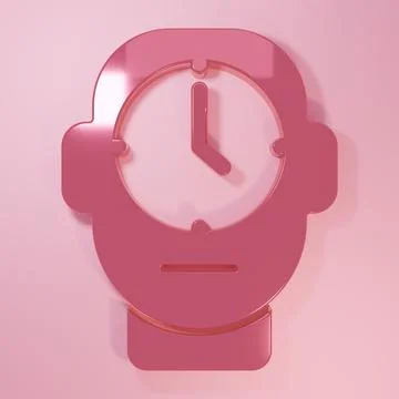 Pink Clock icon isolated on pink background. Time symbol. Minimalism concep.. イラスト素材