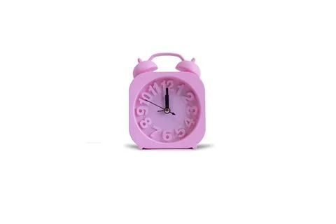 Pink Clock Isolated On White Background. Wall clock. Stock Photos