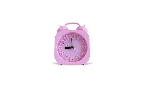 Pink Clock Isolated On White Background. Wall clock. Stock Photos