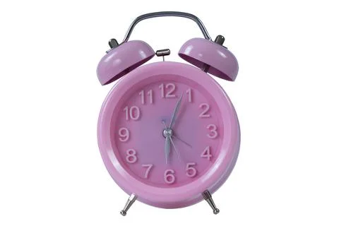 Pink clock isolated on white background Stock Photos