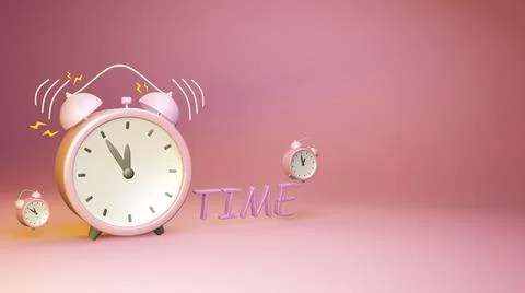 Pink clock ring with time text Stock Illustration