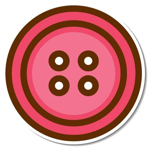 Pink cloth button sticker on white background Stock Illustration