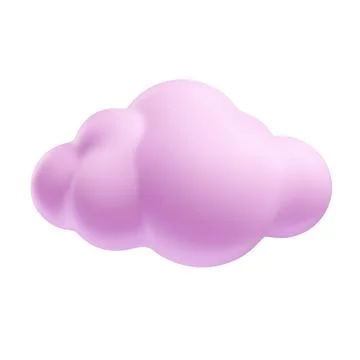 Pink cloud 3D plastic style vector icon, cartoon weather forecast cloudy symbol Stock Illustration