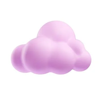Pink cloud 3D plastic style vector icon, cartoon weather forecast cloudy symbol Stock Illustration