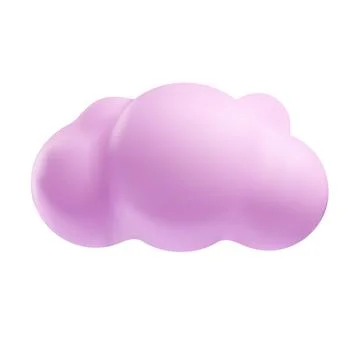 Pink cloud 3D plastic style vector icon, cartoon weather forecast cloudy symbol Stock Illustration