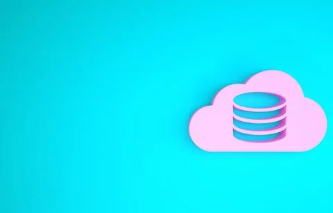 Pink Cloud database icon isolated on blue background. Cloud computing concept イラスト素材
