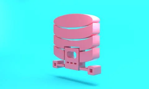 Pink Cloud database icon isolated on turquoise blue background. Cloud computi イラスト素材