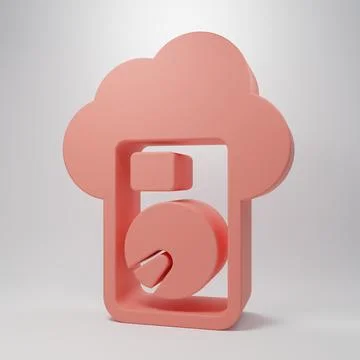Pink Cloud database icon isolated on pink background. Cloud computing conce.. Illustrazione stock