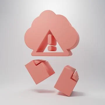 Pink Cloud hacking icon isolated on pink background. Cloud leak. Minimalism.. 스톡 일러스트