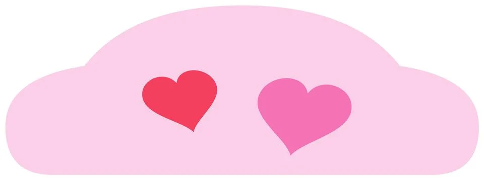 Pink cloud holding two loving hearts on transparent background Stock Illustration
