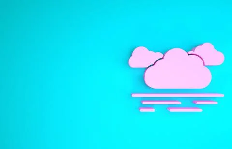 Pink Cloud icon isolated on blue background. Minimalism concept. 3d illustrat 스톡 일러스트