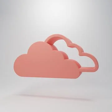 Pink Cloud icon isolated on pink background. Minimalism concept. 3D render .. Illustrazione stock