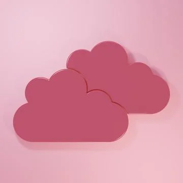 Pink Cloud icon isolated on pink background. Minimalism concept. 3D render .. Illustrazione stock