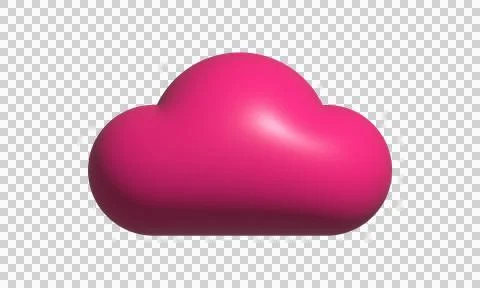 Pink cloud icon isolated on white. 3D weather symbol for digital app interf.. Stock Illustration