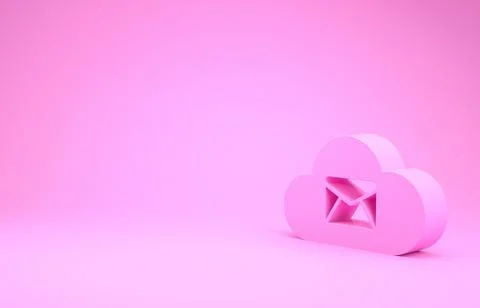 Pink Cloud mail server icon isolated on pink background. Cloud server hosting Stock Illustration