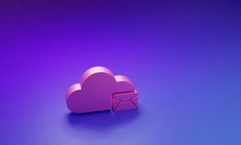 Pink Cloud mail server icon isolated on purple-blue background. Cloud serve.. Stock Illustration