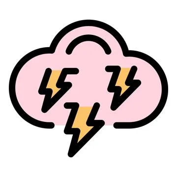 Pink cloud producing lightning bolts icon weather concept Stock Illustration