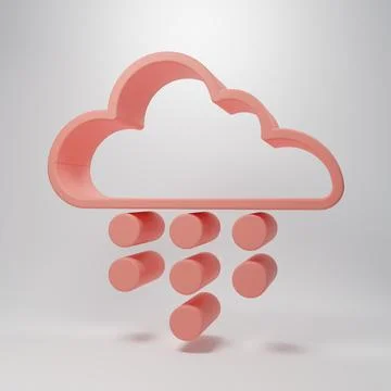 Pink Cloud with rain icon isolated on pink background. Rain cloud precipita.. Stock Illustration