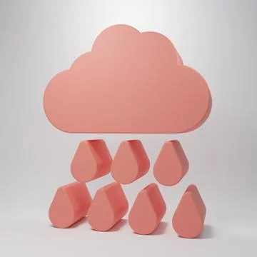 Pink Cloud with rain icon isolated on pink background. Rain cloud precipita.. Stockillustratie