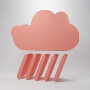 Pink Cloud with rain icon isolated on pink background. Rain cloud precipita.. 库存插图