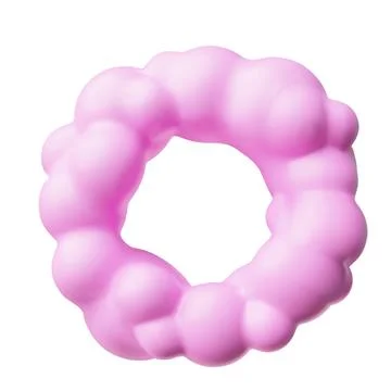 Pink cloud ring shape 3D plastic style vector icon, cartoon weather forecast Stock Illustration