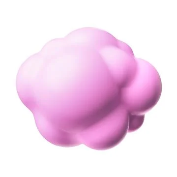 Pink cloud round shape 3D plastic style, vector cartoon weather forecast cloudy Stock Illustration