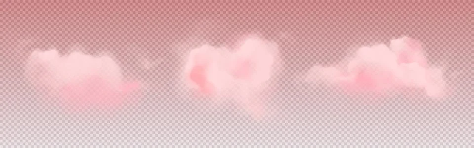 Pink cloud set with realistic fluffy shapes Stockillustratie