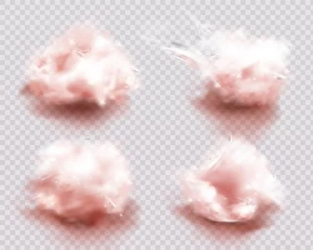 Pink cloud set with realistic fluffy shapes Stockillustratie